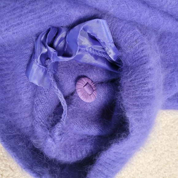 Vintage Venesha Angora Purple Button Up Cardigan Sweater Lined Women's Size M - Picture 9 of 10